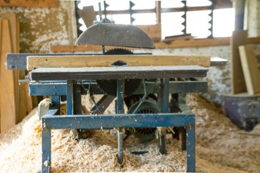 Large circular saw for wood. woodworking Machine clipart