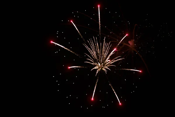 Fireworks Dark Sky Celebration Fire Show Festival City Wroclaw — Stock Photo, Image