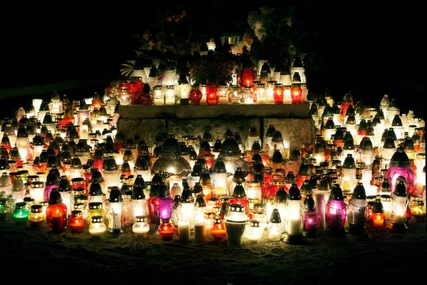 Yanan Mumlardan Oluşan Bir Panorama Cenaze Günleri — Stok fotoğraf