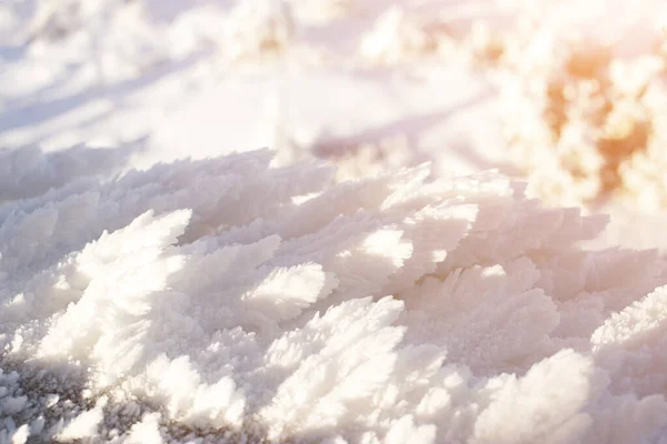 雪的纹理特写 雪花晶莹 — 图库照片