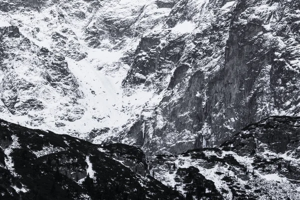 Schneebedeckte Berge Aus Nächster Nähe Die Textur Der Steine Schnee — Stockfoto