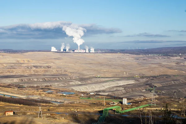 Ein Großer Marmorbruch Mit Einem Kraftwerk Hintergrund Industriegebiet — Stockfoto