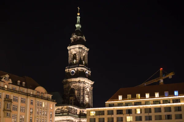 Die Antike Stadt Dresden Deutschland Nachtstraßen Der Stadt — Stockfoto