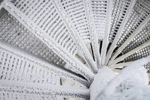 Спіральні Сходи Вкриті Снігом Небезпечне Походження — стокове фото