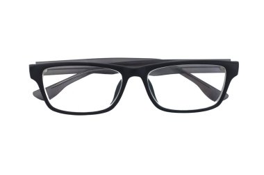 Beyaz izole arkaplanda plastik gözlük