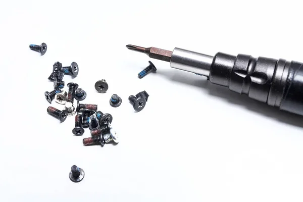 Unscrewed Bolts Using Screwdriver Various Bits — Stock Photo, Image