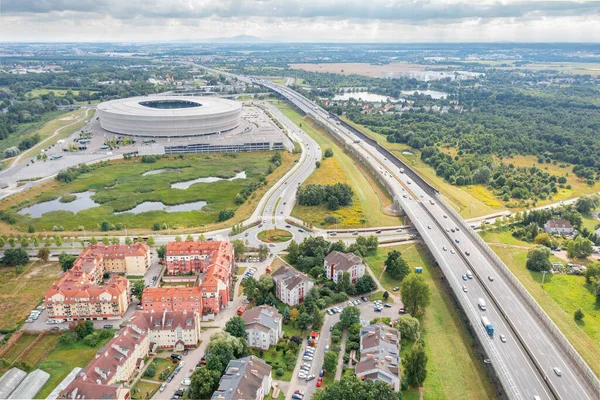 Вид Воздуха Шоссе Город Вроцлав Польша — стоковое фото