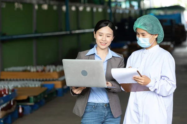 Jonge Vrouw Manager Met Behulp Van Laptop Computer Met Werknemer — Stockfoto