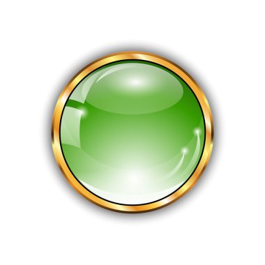 Green shiny button with glass effect clipart