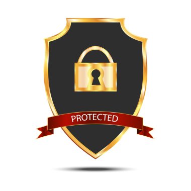 Metalik siyah altın kalkan kilit ile