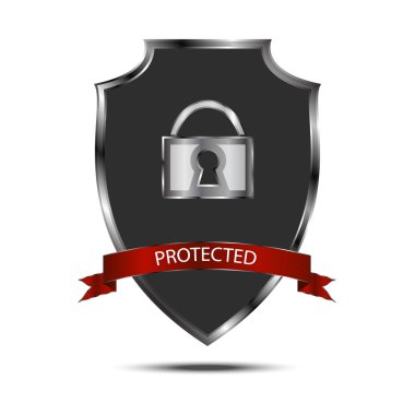 Metalik Siyah Gümüş kalkan kilit ile 