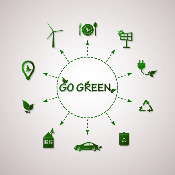 Green planet vector info illustrazione grafica. Ecologia design piatto — Vettoriale Stock