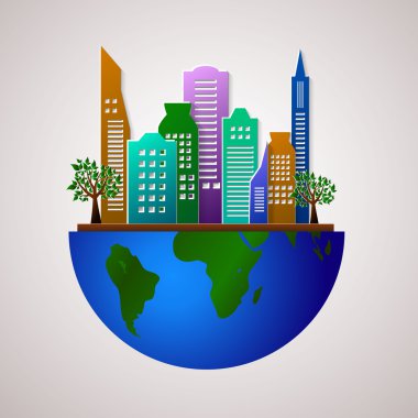 Git yeşil tasarım şablonu. Eko gezegen illüstrasyon