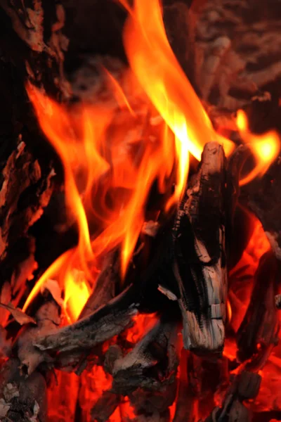 Fire flames närbild på svart bakgrund — Stockfoto