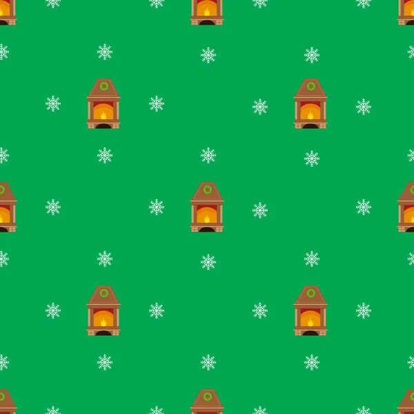 Modèle sans couture de Noël avec cheminées — Image vectorielle