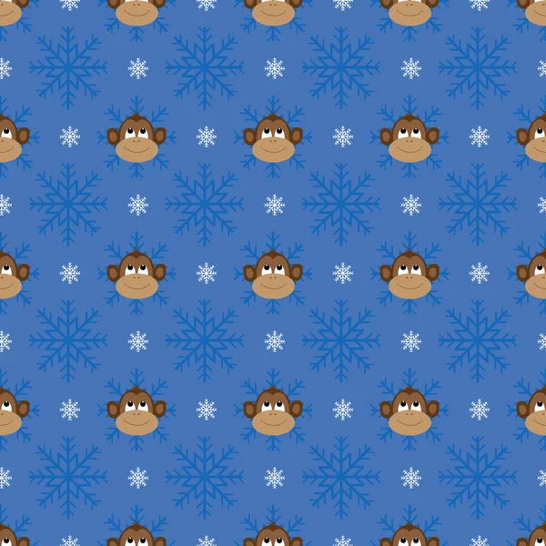 Patrón sin costuras de Navidad con monos — Vector de stock