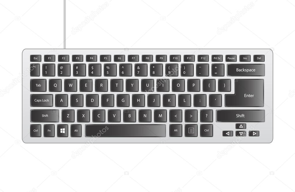 Isolated grey computer keyboard