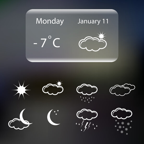 Set of white weather icons
