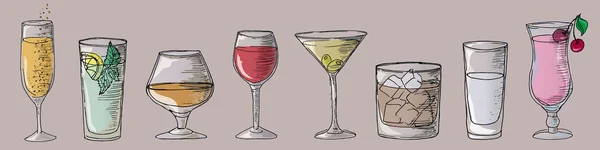 Cocktails d'illustration, bar — Image vectorielle