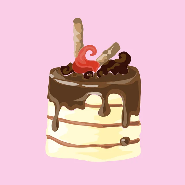 Εικονογράφηση. Κέικ με σοκολάτα. — Διανυσματικό Αρχείο