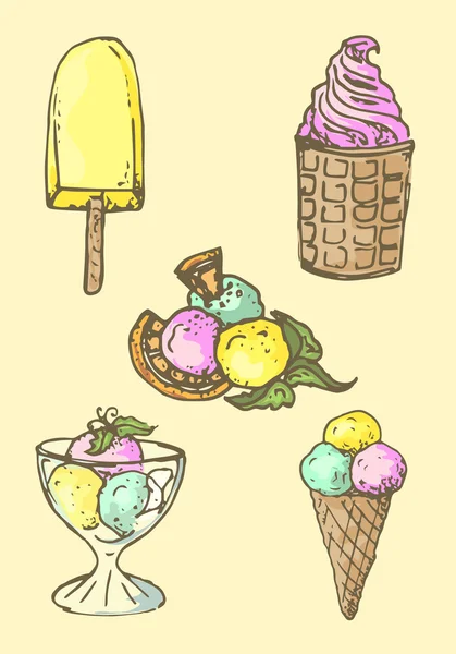Illusztráció. Sor ice-cream. Válogatott. — Stock Vector