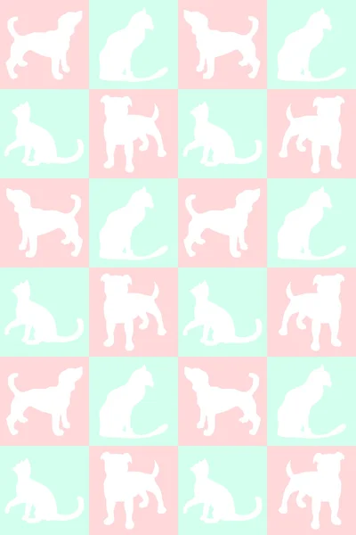 Illustratie. Achtergrond met honden en katten. Patroon. — Stockvector