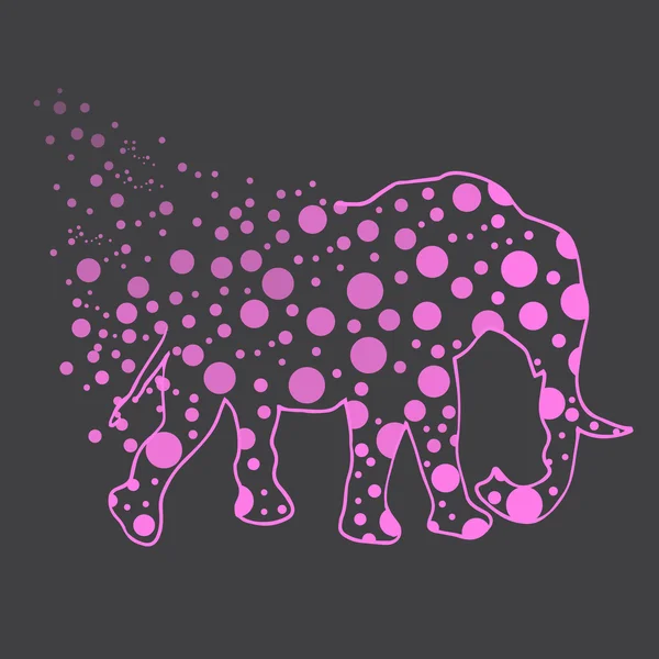 Ilustración. Un elefante con lunares. Esbozo . — Vector de stock