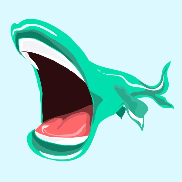 Obrázek zeleného ryby. Ryby s otevřenými ústy. — Stockový vektor