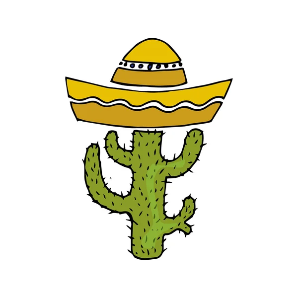Ilustração do México. Cacto em sombrero. Adoro mexicana. . — Vetor de Stock