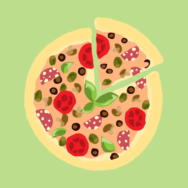 Ilustração. Pizza apetitosa . — Vetor de Stock