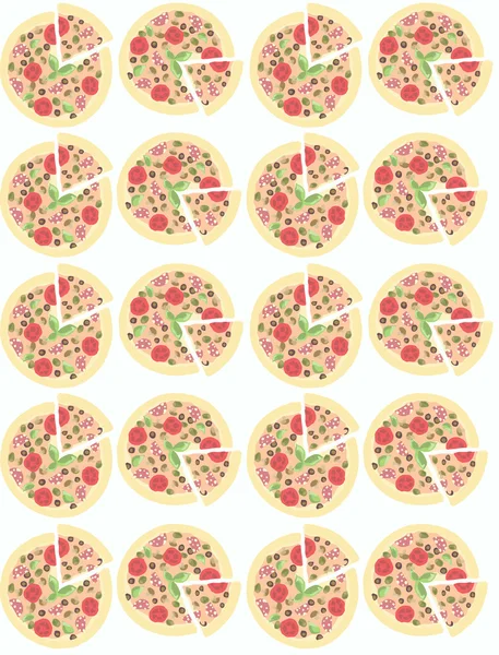 Ilustração. Antecedentes com pizzas. Padrão sem costura . — Vetor de Stock