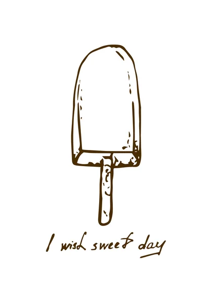 Illusztráció egy pohár fagylalt. Golyókat a fagylaltot. Üdvözlés kártya-val egy kívánság — Stock Vector