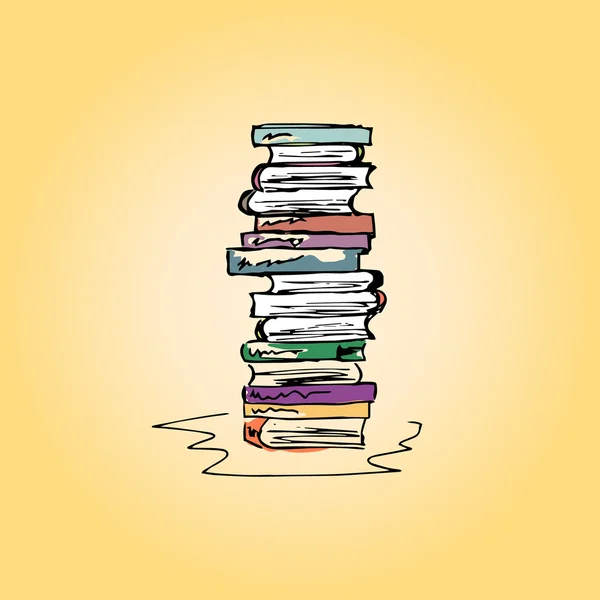 Illustration von Büchern, Handzeichnung — Stockvektor