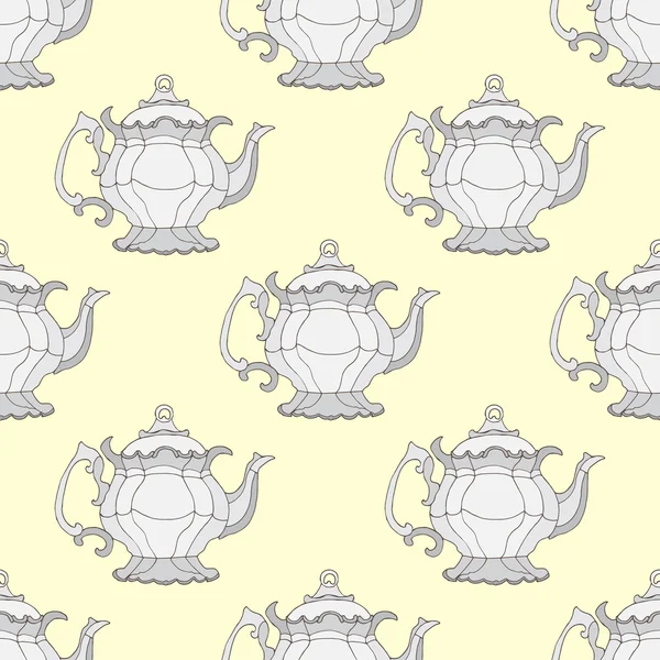 Illustration kettles. Seamless pattern with teapots. — Stock Vector