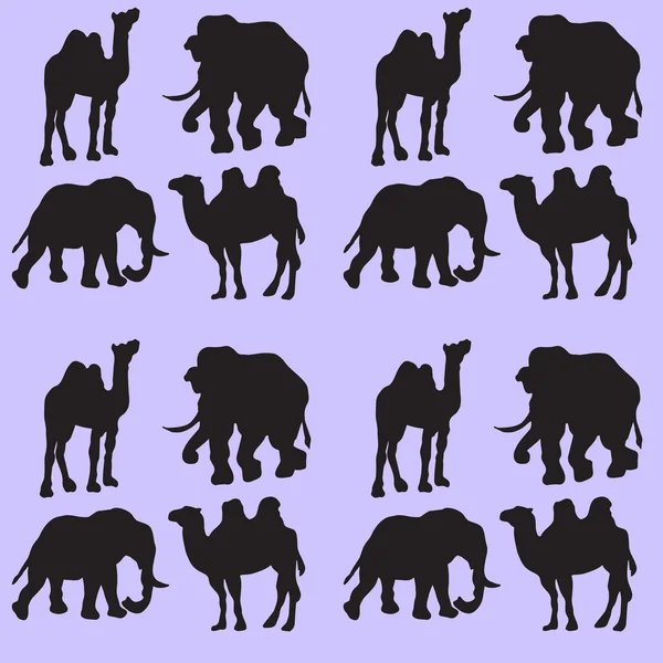 Fondo de ilustración con camellos y elefantes. Patrón sin costura . — Vector de stock