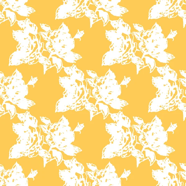 Illustration Rosen. Blumen auf gelbem Hintergrund. nahtloses Muster. — Stockvektor