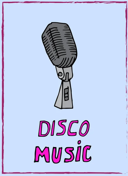 Illustration vintage music. Vintage music card with microphones. Disco music. — Stock Vector