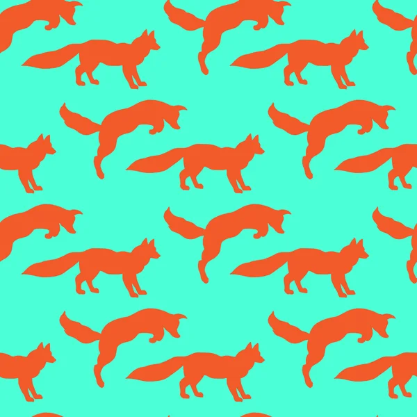 Illustration of foxes. Playing animals. Wild nature. Seamless pattern. — Stock Vector