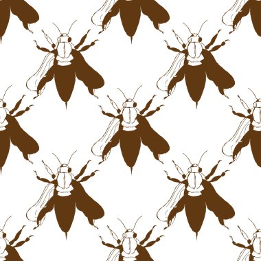 Illustration of a bee. Wild nature. A swarm of bees. Seamless pattern.