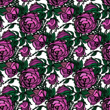 Floral illustration. Background with peonies. Seamless pattern.