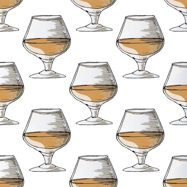 Painted illustration with drinks. Glass of red wine. Seamless pattern. — ストックベクタ