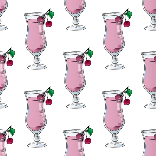 Painted illustration with drinks. Glass of red wine. Seamless pattern. — ストックベクタ