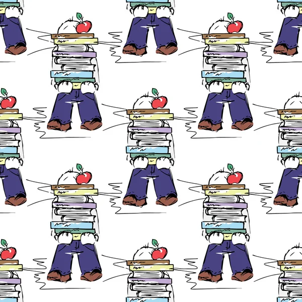 Educational illustration. People at work. Study, session, library, student life. Seamless pattern. — 스톡 벡터