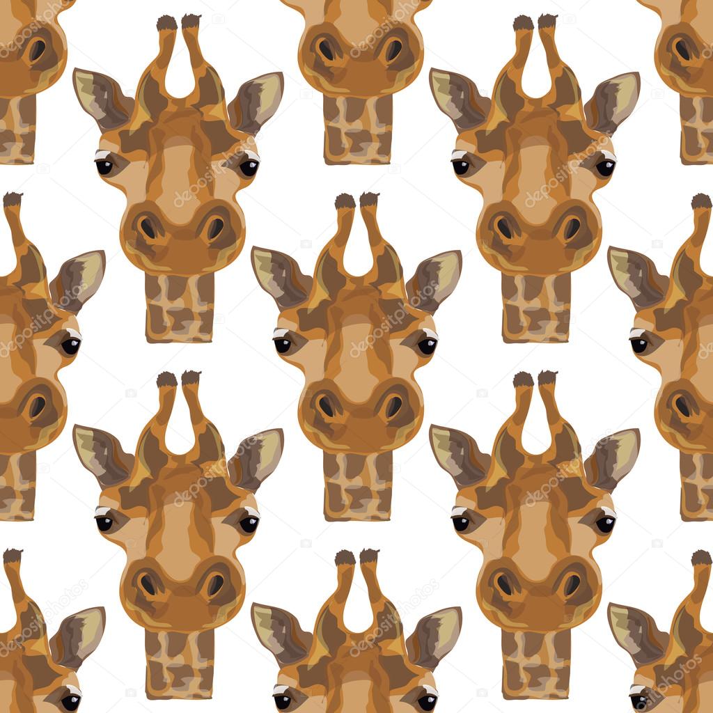 Illustration of a giraffe. The head of the giraffes. Safari and wild animals. Wild unspoiled nature. Seamless pattern.