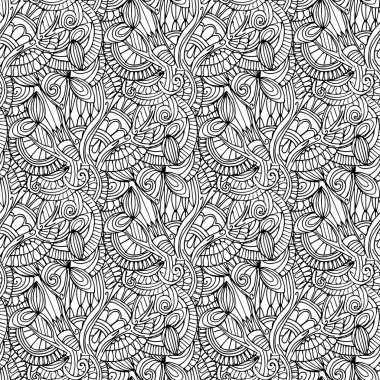 Elle çizilmiş resimler. Siyah ve beyaz soyutlama. Seamless modeli.