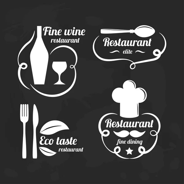 Restaurant logo elements. Set of flat logotypes for restaurants. — Stock Vector