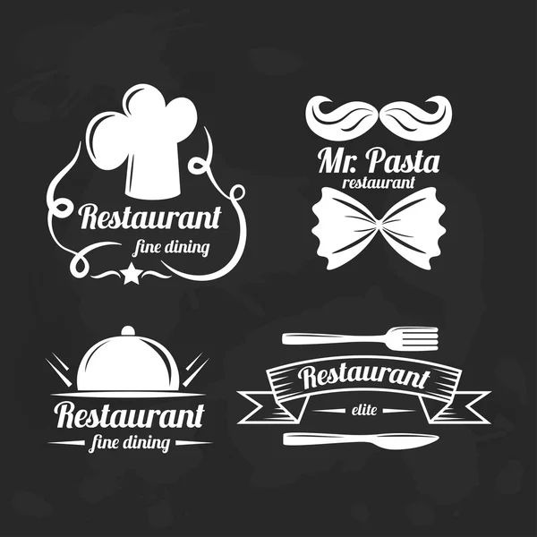 Restaurant-Logoelemente. Satz flacher Logos für Restaurants. — Stockvektor