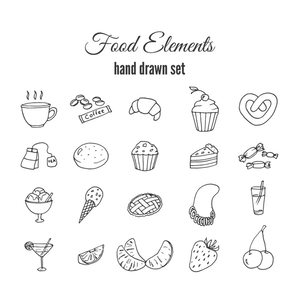 Conjunto de massa doce desenhada à mão. Elementos vetoriais da padaria esboço . —  Vetores de Stock