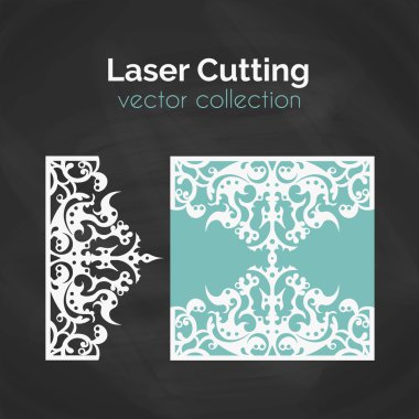 Lazer Lazer kesim için kartı şablonu kesti. Kesme illüstrasyon soyut dekorasyonu ile. Kesim düğün davetiye kartı ölmek.