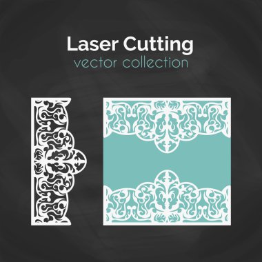 Lazer Lazer kesim için kartı şablonu kesti. Kesme illüstrasyon soyut dekorasyonu ile. Kesim düğün davetiye kartı ölmek.